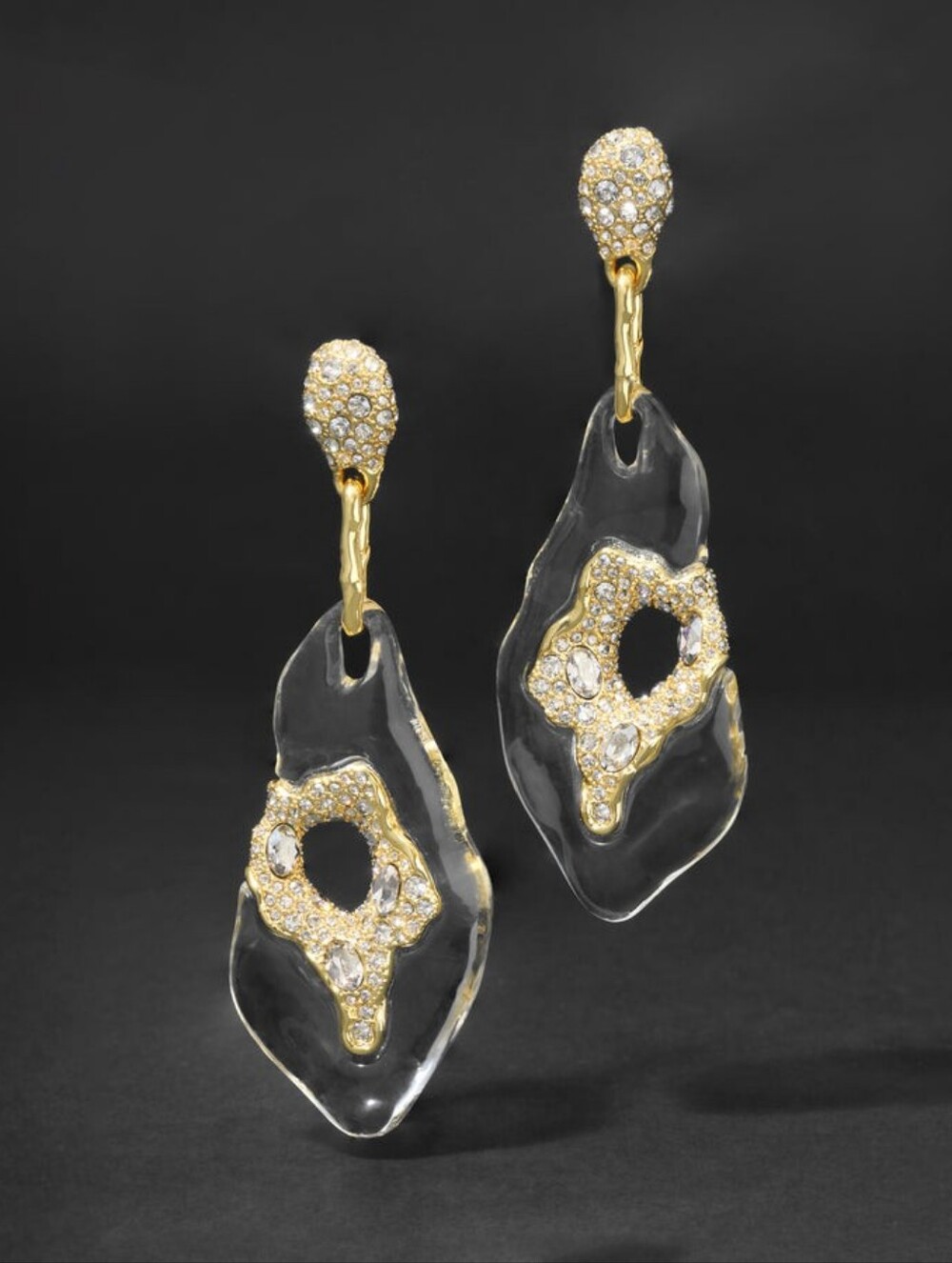 Alexis Bittar Liquid Lucite Crystal Pavé Geode Drop Earring